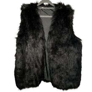 Black Faux Fur Vest - Size XL - New